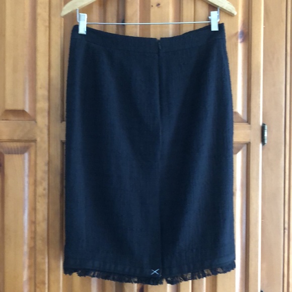 J.Crew NWT textured black straight skirt with stylish fringe hem - Picture 3 of 12